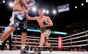 Dmitry Bivol lands a punch in the boxing ring