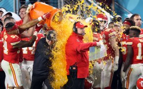 Andy Reid Gatorade shower Super Bowl LIV; Kansas City Chiefs