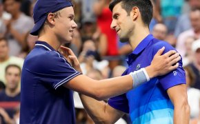 Novak Djokovic and Holger Vitus Nodskov Rune