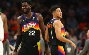 Deandre Ayton and Devin Booker share a laugh