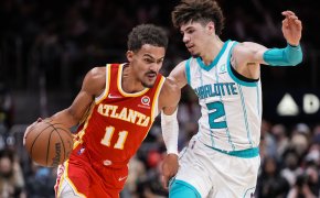 Trae Young defended by LaMelo Ball