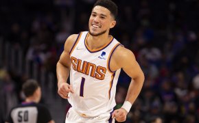 Devin Booker is all smiles after knocking down a shot