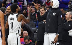 Kyrie Irving, Kevin Durant celebrate, Brooklyn Nets