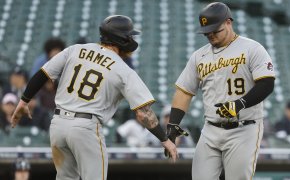 Ben Gamel celebrates, Pittsburgh Pirates