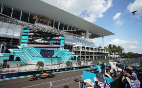 Red Bull driver Max Verstappen racing at the Miami Grand Prix