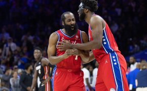 James Harden and Joel Embiid pumped reaction
