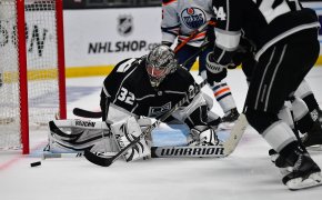 Los Angeles Kings goaltender Jonathan Quick making a save