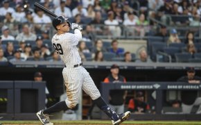 Yankees slugger Aaron Judge hits a home run.