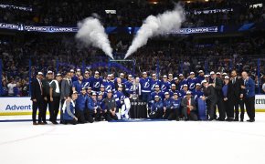 Tampa Bay Lightning celebrate their trip to the Stanley Cup Finals.