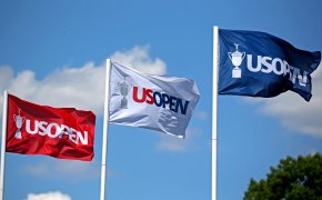 2022 U.S. Open flags during the practice round.