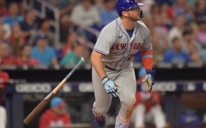New York Mets slugger Pete Alonso hits a home run against the Marlins.