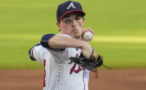 Atlanta Braves starting pitcher Max Fried delivering to home plate