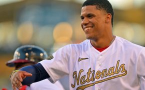 National League outfielder Juan Soto smiling at the All-Star Game