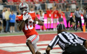 Ohio State Buckeyes wide receiver Marvin Harrison Jr making a TD catch