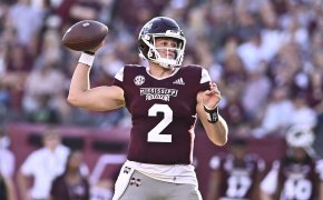 Mississippi State Bulldogs quarterback Will Rogers makes a pass