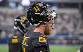 Carson Wentz dejected on the sidelines