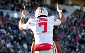 Ohio State Buckeyes quarterback CJ Stroud celebrates a touchdown