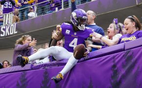 Dalvin Cook leaping into stands