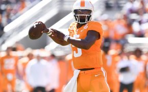 Tennessee quarterback Hendon Hooker pulls back to throw