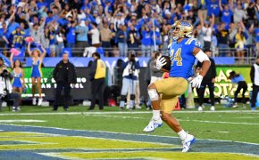 UCLA Bruins running back Zach Charbonnet runs into the end zone for a touchdown