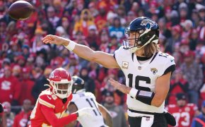 Trevor Lawrence fires a pass against the Chiefs