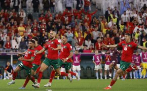 Morocco celebrates the victory against Spain