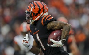 Cincinnati Bengals wide receiver Ja'Marr Chase runs with the football