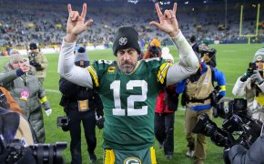 Green Bay Packers quarterback Aaron Rodgers leaves the field
