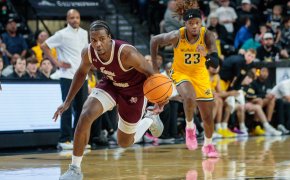 Texas Southern Tigers forward Davon Barnes dribbles up the court