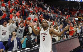 Auburn Tigers forward Chris Moore after a win