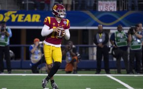 Trojans quarterback Caleb Williams (13) in action during the game between the USC Trojans and the Tulane Green Wave