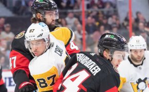 Sidney Crosby vs Mark Kastelic; Pittsburgh Penguins