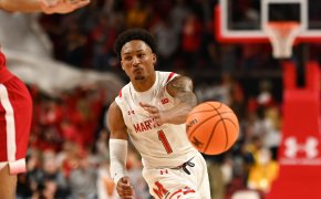 Maryland Terrapins guard Jahmir Young passes to a teammate