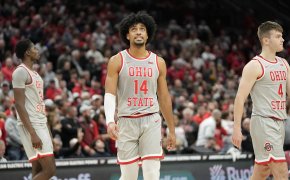 Justice Sueing reacts to basket; Ohio State Buckeyes