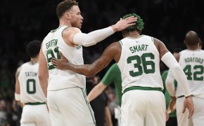Boston Celtics teammates Blake Griffin and Marcus Smart.