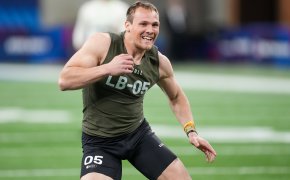 Iowa LB Jack Campbell smiling at NFL Combine
