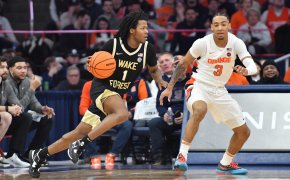 Wake Forest Demon Deacons guard Tyree Appleby driving to the basket