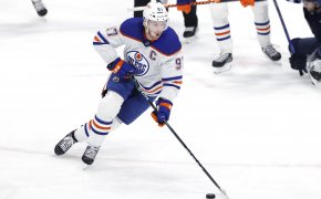 Edmonton Oilers center Connor McDavid skates up the ice