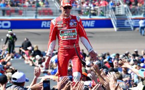 NASCAR Cup Series driver Kevin Harvick greets fans