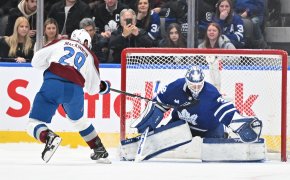 Toronto Maple Leafs goalie Ilya Samsonov in the shootout