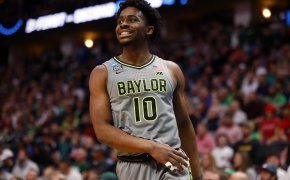 Baylor Bears guard Adam Flagler reacts to a play
