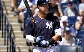 Aaron Judge smiling at the plate