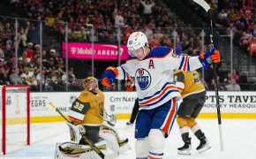 Edmonton Oilers center Ryan Nugent-Hopkins celebrates after scoring a goal