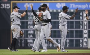 Chicago White Sox players celebrate a win