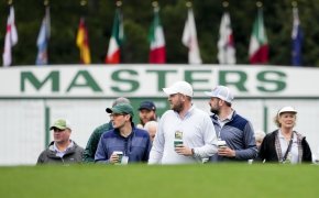Fans watching practice round at the Masters