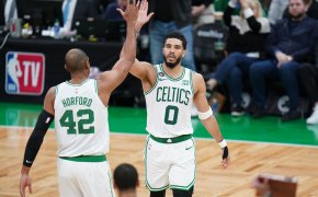 Boston Celtics players Jayson Tatum and Al Horford