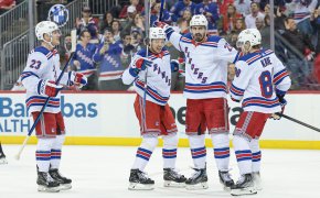 New York Rangers celebrate Chris Kreider goal