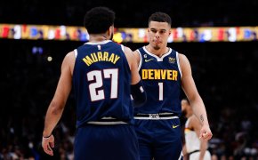 Denver Nuggets stars Jamal Murray and Nikola Jokic during the NBA Playoffs.