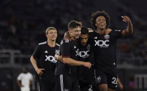 D.C. United midfielder Yamil Asad (22) celebrates with teammates
