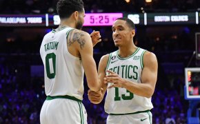 Boston Celtics teammates Jayson Tatum and Grant Williams.